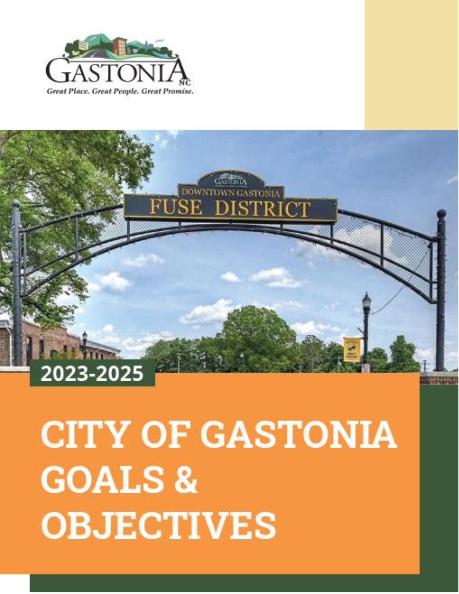 Graphic design cover of City of Gastonia Goals & Objectives document
